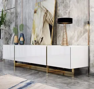 Luxe Wit Zwart Moderne Thuis Woonkamer Meubelen Rvs Tv Tafel Stand Unit Kasten Met Lade