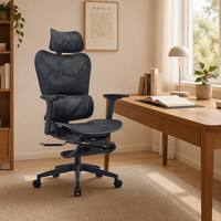Chaise ergonomique à dossier haut entièrement en maille, accoudoirs 4D, repose-pieds rabattable, dossier en maille PP fibre de verre de Taïwan, testée SGS 1136 kg, OEM ODM
