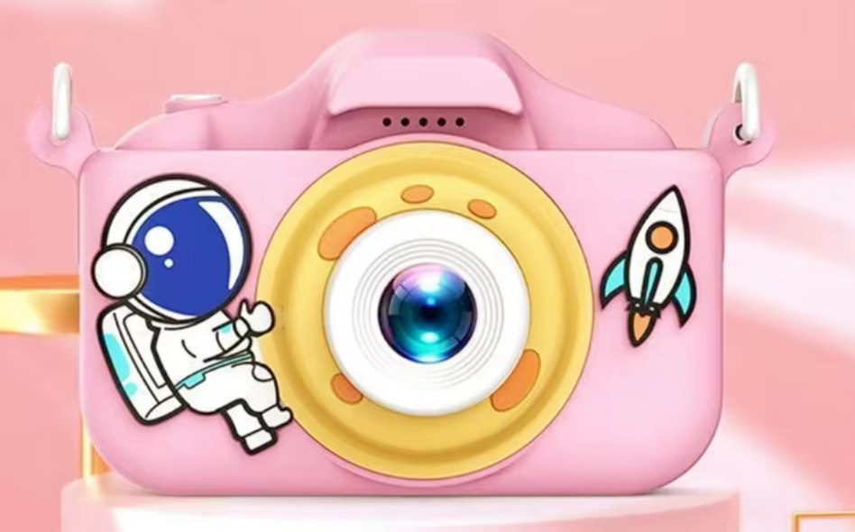 Cámara dual HD de astronauta rosa.