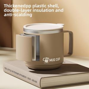 Thickened 304 Stainless Steel <b>Double</b>-<b>Wall</b> <b>Mug</b> With Lid Simplicity Design Office & Outdoor Portable Hot Drinkware - Product Image 3