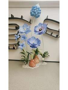 Flores gigantes de papel serie Azul, decoración de Jacinto de amapola para librería, cafetería, deshierbe, decoración de fiesta, decoración de casa - Product Image 5