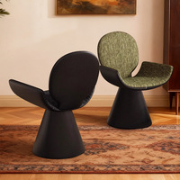 Fauteuil d'appoint pivotant à 360 degrés, durable, en tissu tweed vert, garni d'éponge, base en métal noir, moderne, pour salon, salle à manger, chambre à coucher