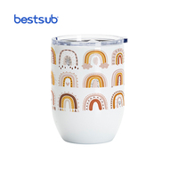BestSub vente en gros, flans de Sublimation personnalisés 15oz 450ml droit Double paroi en acier inoxydable tasses isolées verre à vin gobelet