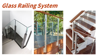 Garde-corps en verre moderne pour extérieur, balustrades d'escalier, support de colonne, main courante en acier inoxydable pour balcon