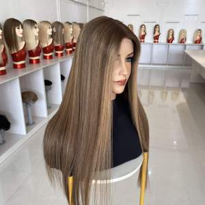 Peluca de Cabello Humano Virgen con Encaje Frontal 9x5, Color Marrón con Reflejos, Sin Pegamento, Venta Directa de Fábrica, en Stock para Mujeres - Product Image 2