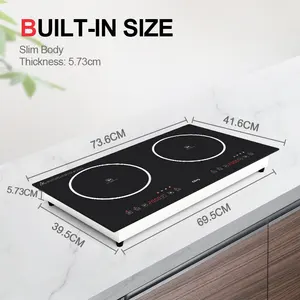 China High Quality 4000W Electrical Double Induction Cooktop