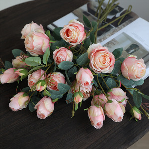 Louis Rose sang trọng phòng khách Bảng trang trí khô Bionic Bó hoa có thể truy cập lụa hoa sắp xếp hoa nhân tạo - Product Image 4