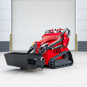 Mini-chargeuse compacte sur chenilles rouge, avec mélangeur à double cylindre, godet à grille et chenilles en <span class=keywords><strong>caoutchouc</strong></span> doubles - Product Image 3