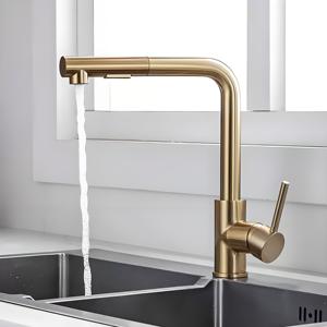 <span class=keywords><strong>Robinet</strong></span> de cuisine extractible avec douchette, finition or et nickel brossé - Product Image 4