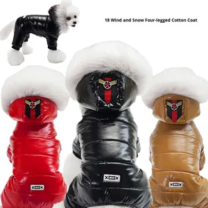 Abrigo de perro de cuatro patas a prueba de nieve Ropa de invierno de algodón grueso respetuoso con el medio ambiente para perros de peluche - Product Image 3