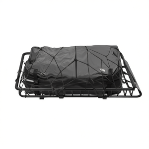 Porte-bagages de toit universel en acier 63x39x6.3 pouces avec filet élastique et sangle à crochets - Product Image 1