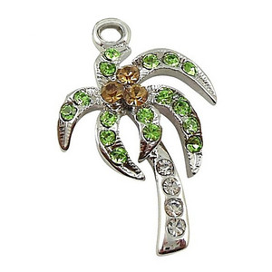 Moda playa joyería hacer DIY Metal chispeante hoja de diamantes de imitación palmera encanto colgante - Product Image 2