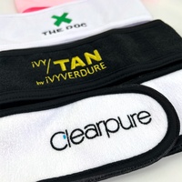 Bandeau de spa en microfibre personnalisé avec logo tissé blanc et noir pour femmes et filles, pour le soin de la peau, le lavage du visage, le maquillage