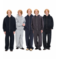 Conjuntos Deportivos Unisex SS265086, Sudadera con Capucha y Cremallera de 380 GSM, Pantalones Deportivos, Corte Holgado, Cremallera Bidireccional, Logotipo Personalizado