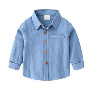 Chemise tissée tendance pour enfant dotée d'un matériau léger col rabattu motif solide pour les sorties décontractées activités quotidiennes - Product Image 4