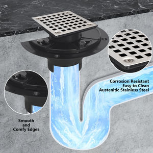 Drenaje de <span class=keywords><strong>Ducha</strong></span> Cuadrado Cepillado de 3-1/2 Pulgadas con Filtro de Pelo, Cubierta de Acero Inoxidable, Base de ABS, Certificación CUPC para Baño - Product Image 4