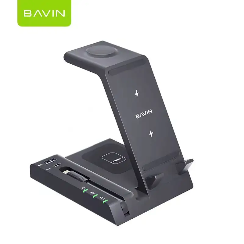BAVIN 6 IN 1 Wireless Chargers Intelligent Fast Charging PC056 Travel Adapter 3 IN 1 Cell Phone USB Type c with ios Cable