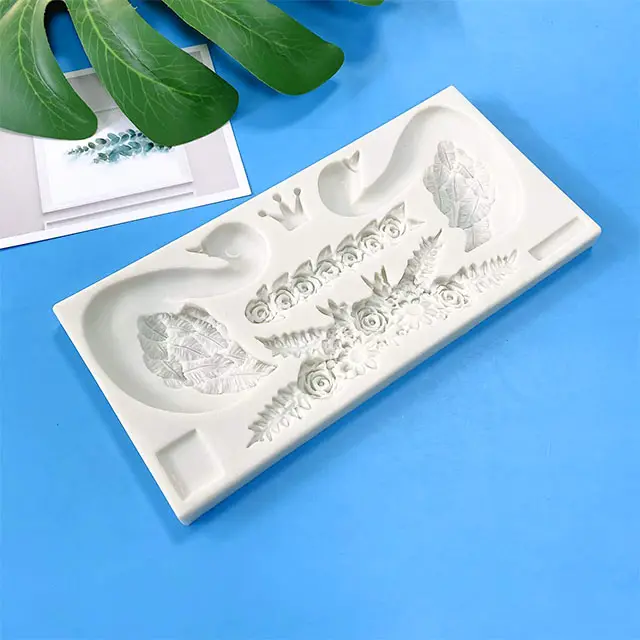 2022 new customs swan silicone fondant moulds moldes de silicona para resina cake tools