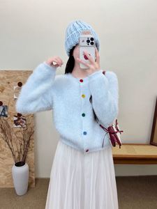 Cardigã Feminino de Mohair Felpudo com Gola Redonda e Botões, Manga Longa, Estilo Coreano, Coleção Outono Inverno 2026 - Sucesso de Vendas - Product Image 4