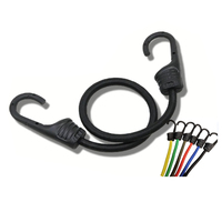Cordon de fixation élastique en caoutchouc noir de 8 mm avec crochet en plastique pour vélo, moto, kayak et bagages