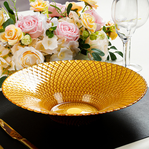 Bán buôn thanh lịch 13 'giá rẻ màu vàng Glass Wedding Dinner trái cây tấm - Product Image 5
