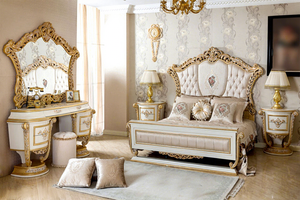 Meubles de chambre à coucher de style royal moderne, couleur personnalisée, lit en teck sculpté, taille personnalisée, qualité supérieure durable, New York, États-Unis - Product Image 2