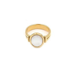 Women's Oval Shell <b>Ring</b> 18k Gold Plated <b>Titanium</b> Steel Bezel Setting Gift Jewelry - Product Image 5
