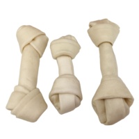 Os en cuir brut blanchis pour chiens, friandises pour animaux de compagnie, friandises pour chiens en cuir de vache, os noués en cuir de vache