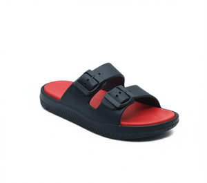 Sandali Unisex in EVA a Doppia Fascia Blu Navy Taglia 23 Comodi Casual Estivi con Punta Aperta e Fibbia Stile Solido - Product Image 1