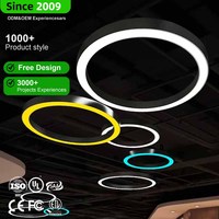 Lustre LED circulaire linéaire moderne, anneau lumineux intelligent avec télécommande RGBW, lampe suspendue ronde, luminaires suspendus