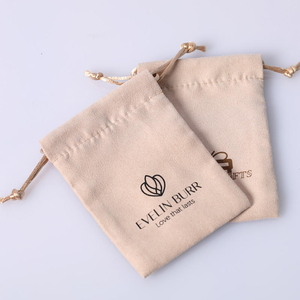 <b>Ivory</b> Suede Ribbon Drawstring Gift <b>Bags</b> for Jewelry Glasses Rings & Earrings-Custom Logo Storage Pouch - Product Image 6