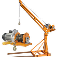 Mini grue électrique 1 tonne de capacité de levage pour travaux agricoles et de construction, palan électrique pour câble métallique et élingue agricole