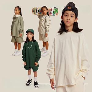 Couple maman et fille tenues assorties automne tricot lourd de haute qualité 305G personnalisé à manches longues t-shirt Streetwear - Product Image 3