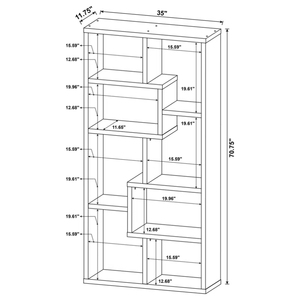 Modern Asymmetrical 8-Cube <b>Bookshelf</b>, Staggered Cube Shelf <b>Open</b> Back Bookcase, Contemporary Display Storage Unit - Product Image 4