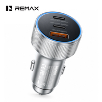 Cargador de Coche REMAX CC07 de 60W, Aleación de Aluminio, LED RGB, 3 Puertos, Doble USB-C PD 30W, USB-A 18W, Carga Rápida, Adaptador para Encendedor