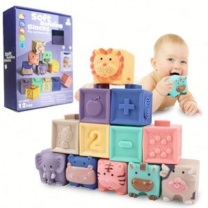 Baby Soft Plastic Building Blocks DIY Early Educational Stacking & <b>Bath</b> Assembly Digital Texture Toys for Model Types - Product Image 6