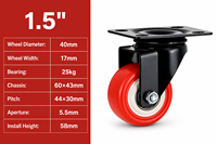 Vente directe usine : Roue de frein pivotante de 2,5 pouces, roue de meuble, roue directionnelle/universelle en PVC/PU/TPR pour bureau