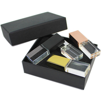 Memoria USB Personalizada de Vidrio Transparente con Logotipo Iluminado, 4GB 8GB 16GB 32GB 64GB 128GB, OEM, Regalo Promocional