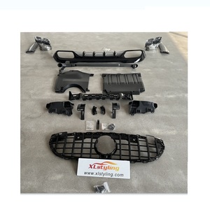 Kit carrosserie pour <span class=keywords><strong>Mercedes</strong></span> Benz W206 21 + Grille avant C63 Diffuseur arrière avec tuyaux d'échappement noirs - Product Image 1
