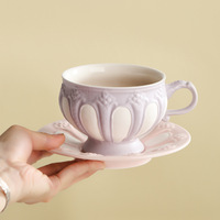 Juego de café y té de cerámica con diseño navideño de estilo vintage con patrón en relieve Taza de té de la tarde y tetera