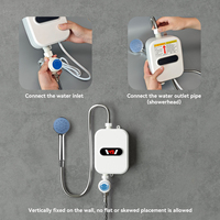 Chauffe-eau électrique instantané mini, en plastique, pour extérieur, commande manuelle, 5000-5999W, étanche IPX7, affichage LED de la température, usage domestique