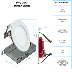 ETL 2 Hours Fire Rated 4 Inch Round Square Recessed Regressed LED Downlight LED <b>Panel</b> <b>Light</b> for USA Market - Product Image 2