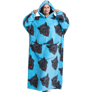 Set pigiama con cappuccio oversize <span class=keywords><strong>da</strong></span> <span class=keywords><strong>donna</strong></span> coperta in pile di flanella invernale tascabile gigante abbigliamento caldo composito pigro TV indossabile - Product Image 6