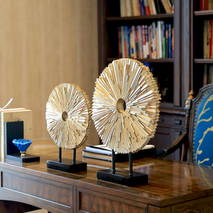 Ornement de table en métal doré style soleil couchant, sculpture de style européen pour salon, meuble TV, décoration intérieure - Product Image 3