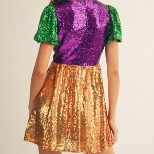 Özel Logo toptan kadın yaz çevre dostu tatlı pullu Mardi <span class=keywords><strong>Dress</strong></span> elbise ekip boyun kısa kollu rahat gevşek Fit - Product Image 6