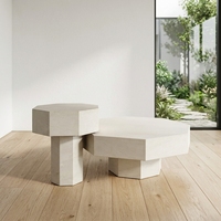 Ensemble de socle de table basse en résine de marbre naturel et de pierre calcaire, couleur crème, pour usage hôtelier, taille personnalisée, résistant à l'eau