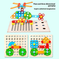 Perceuse électrique en bois et kit de vis pour enfants - Jouet éducatif de bricolage avec boîte à outils et fonctions d'assemblage