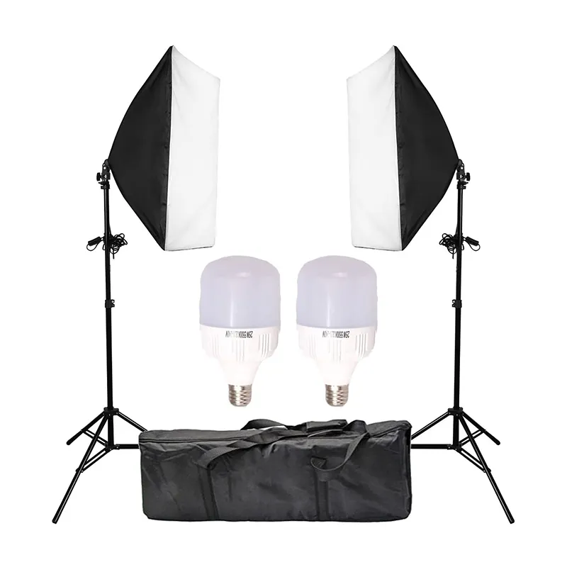 Софтбокс для фотосъемки 50x70 см, комплект с четырьмя лампами, с держателем основания E27, аксессуары для фотоаппаратов, для студийной видеосъемки