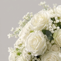 Boule de fleurs artificielle moderne en soie blanche, arrangement floral pour centre de table de mariage, décoration d'événements
