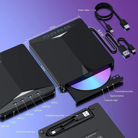 Unidad de CD/DVD Externa Fervit 7 en 1, Grabadora USB 3.0 Tipo-C para Portátil/Escritorio